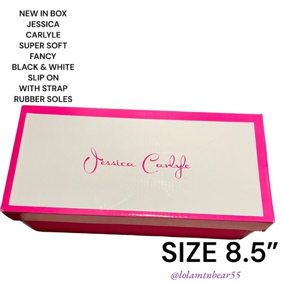 NEW IN BOX JESSICA CARLYLE SUPER SOFT FANCY BLK/WHITE SLIP ON SLING BACK SHOES - Picture 15 of 16
